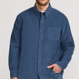 Lands' End Navy Blue Casual Button‎ Down Shirt Classic Fit